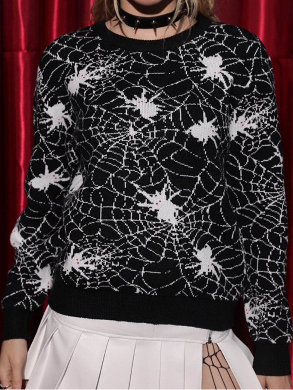 Shein Black Spiderweb Crewneck Sweater XL